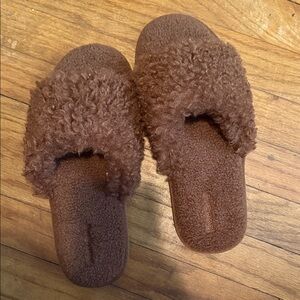 Brown Fuzzy Slide Slippers